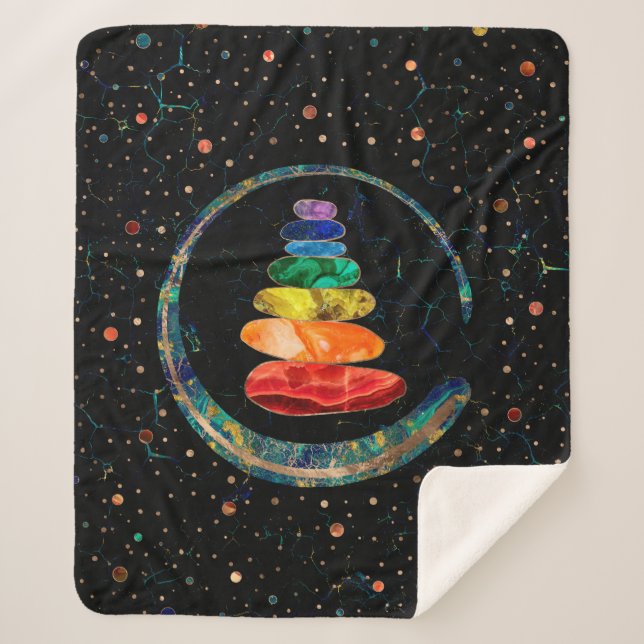 Couverture Sherpa Chakras Zen Stones et Enso circle (Devant)