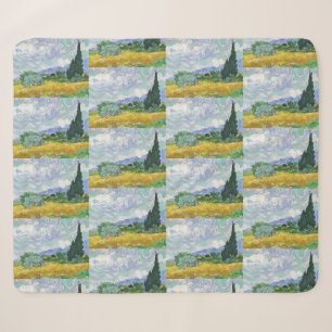 Couverture Sherpa Champ de blé avec Cyprès par Vincent van Gogh