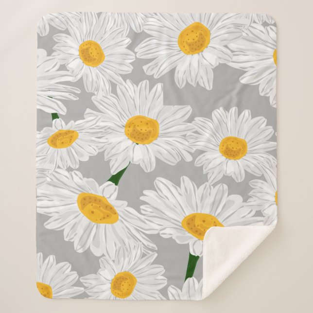Couverture Sherpa Champ de camomille de marguerite. Fleurs d'été du  (Devant)