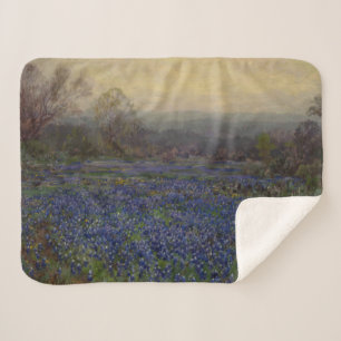Couverture Sherpa Champ de fleurs de bleuets (paysage rural)