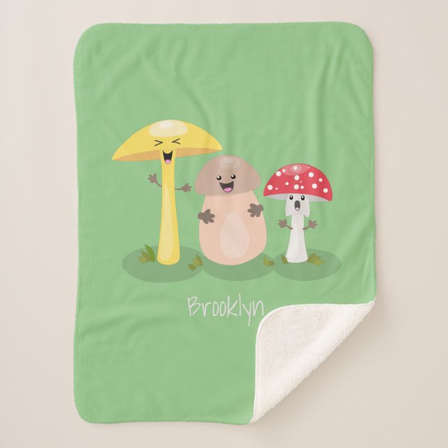 Couverture Sherpa Champignon mignon et kawaii (Devant)
