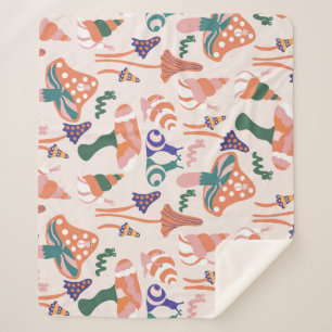 Couverture Sherpa Champignons d'automne, design coloré et transparen