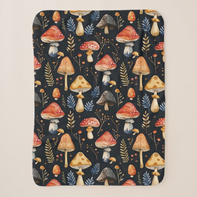 Couverture Sherpa Champignons et fougères (Devant)