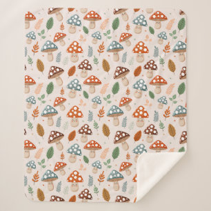 Couverture Sherpa Champignons, Feuillage d'automne, Nature Patten