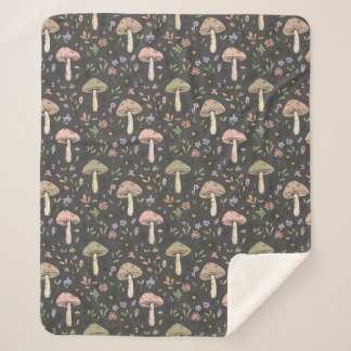 Couverture Sherpa Champignons Gris Charbon Luxe Moderne Rustique
