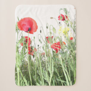 Couverture Sherpa Champs de pavot fleurs Soleil Nature fleurs Coeur