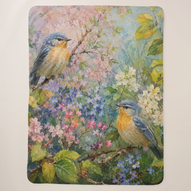 Couverture Sherpa Chants d'oiseaux parmi les fleurs (Devant)