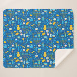 Couverture Sherpa Chanukah Célébrer Gelt Etoiles juives Snowflakes<br><div class="desc">Quand les nuits de Chanoukah refroidissent pendant que vous êtes assis autour de la maison à manger des latkes,  à jouer au dreidel,  et à regarder les bougies brûler,  cette couverture en toison Chaunkah vous gardera au chaud. Disponible en 3 tailles :</div>