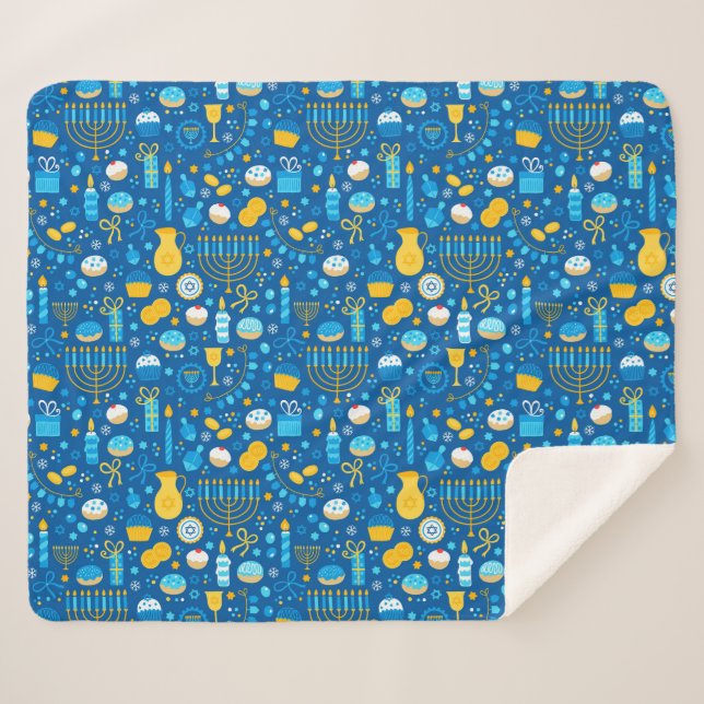 Couverture Sherpa Chanukah Célébrer Gelt Etoiles juives Snowflakes (Devant (Horizontal))