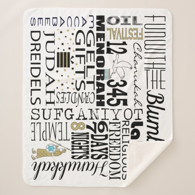 Couverture Sherpa Chanukah Mots Fun Sherpa Blanche/Moyen (Devant)