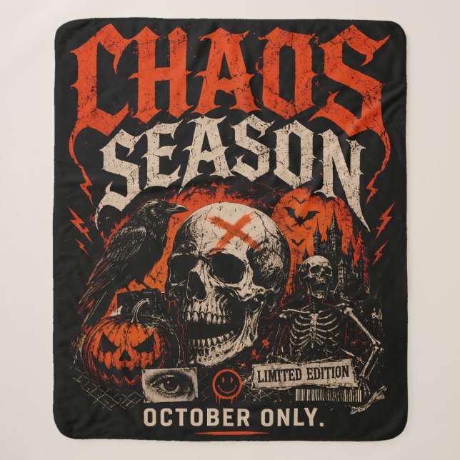 Couverture Sherpa Chaos Saison Gothique Édifiant Crâne Halloween (Devant)