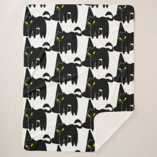 Couverture Sherpa Chapeau de sorcière et fantôme noir mignon Hallowe