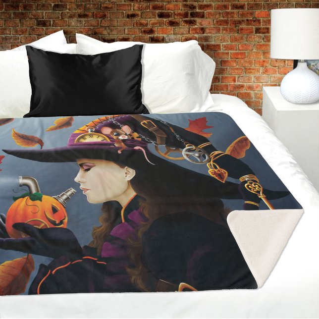 Couverture Sherpa Chapeau de sorcière Steampunk d'automne à engrenag (Créateur téléchargé)