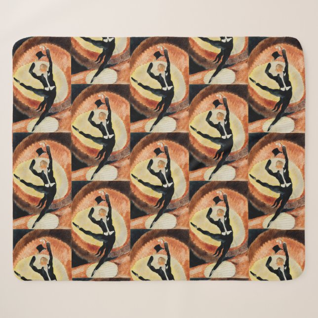 Couverture Sherpa Chapeau haut-de-forme de danseur masculin Art déco (Devant (Horizontal))