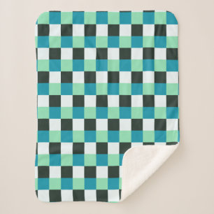 Couverture Sherpa Charbon Blanc Turquoise Vert bleu Aqua Turquoise P