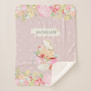 Couverture Sherpa charmant jardin charmant de fée bébé monogramme en