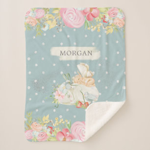 Couverture Sherpa charmant jardin charmant de fée bébé monogramme en