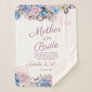 Couverture Sherpa Charme parisien Bleu & Rose Mère de la Mariée