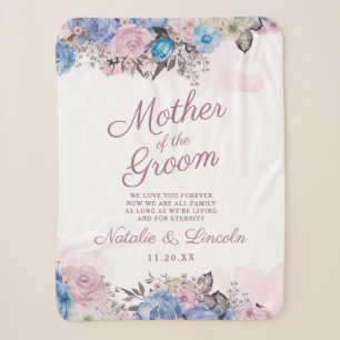 Couverture Sherpa Charme Parisien Bleu & Rose Mère du Marié