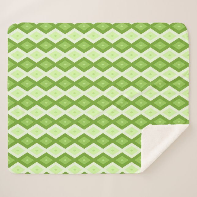 Couverture Sherpa Chartreuse green diamond pattern (Devant (Horizontal))
