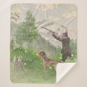 Couverture Sherpa Chasse avec Allemand À poils durs Pointer Tapestry