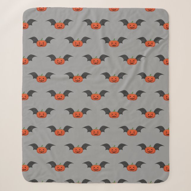 Couverture Sherpa Chat Citrouille d'Halloween (Devant)
