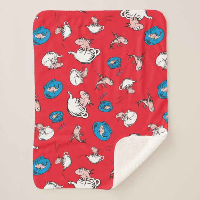 Couverture Sherpa Chat dans le Chapeau | Le Motif Poisson Rouge (Devant)