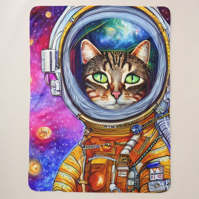Couverture Sherpa Chat d'astronaute drôle (Devant)