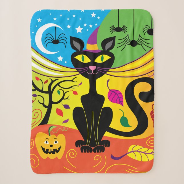 Couverture Sherpa Chat de brise effrayant (Devant)