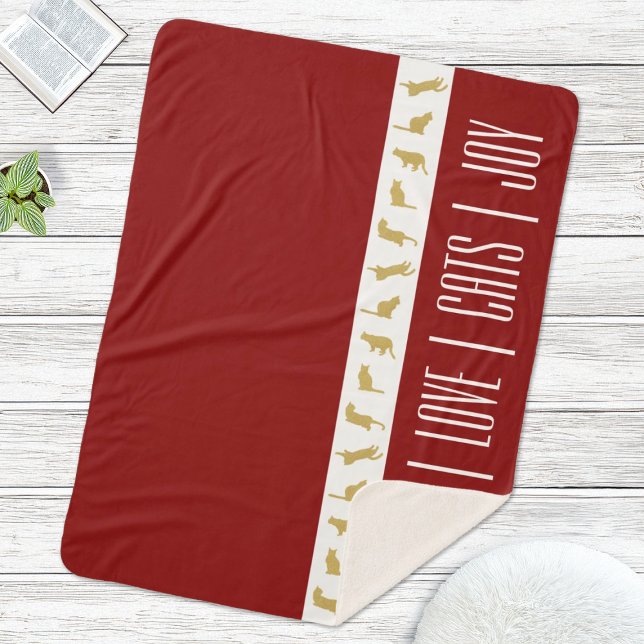 Couverture Sherpa Chat de Noël Moderne Rouge Blanc Or (Créateur téléchargé)