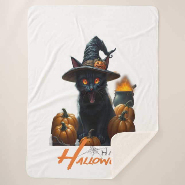 Couverture Sherpa Chat d'Halloween  (Devant)