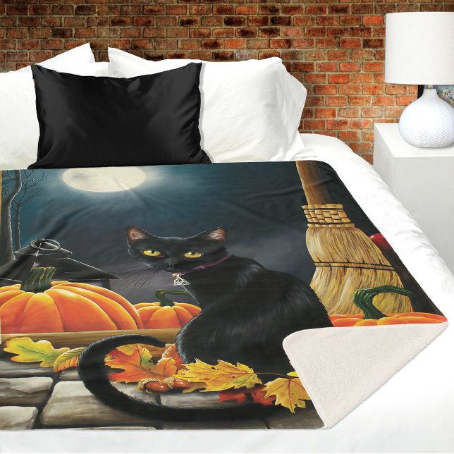 Couverture Sherpa Chat d'Halloween noir (Créateur téléchargé)