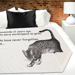 Couverture Sherpa Chat égyptien Mau Gris Fantaisiste Humoristique