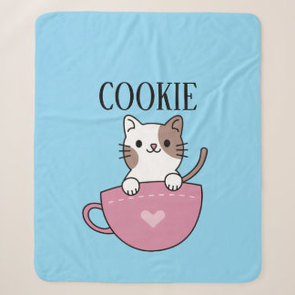 Couverture Sherpa Chat en tasse personnalisé