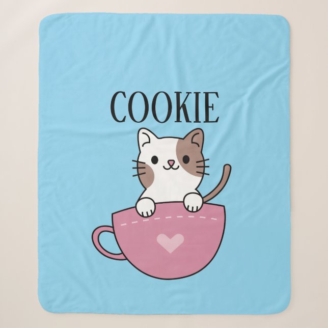 Couverture Sherpa Chat en tasse personnalisé  (Devant)