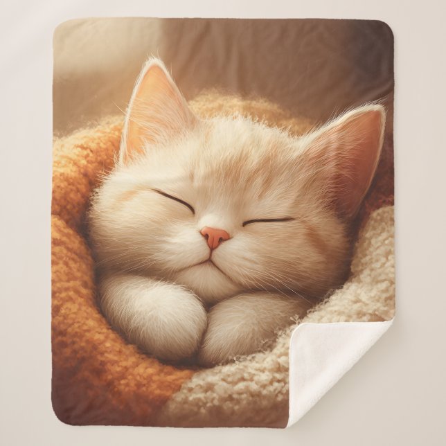 Couverture Sherpa Chat endormi (Devant)