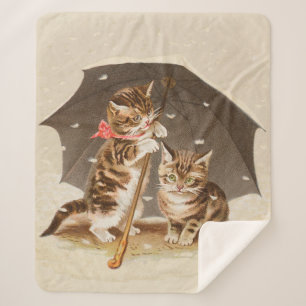 Couverture Sherpa Chat Kitten chaton antique vintage jolie mignonne