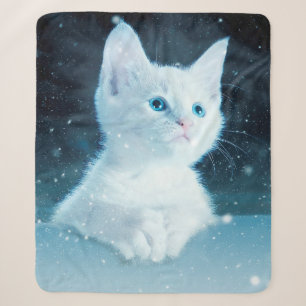Couverture Sherpa Chat kitty neige art animal nature
