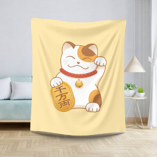 Couverture Sherpa Chat Lucky Japonais, Maneki Neko Chance Bonne Fort