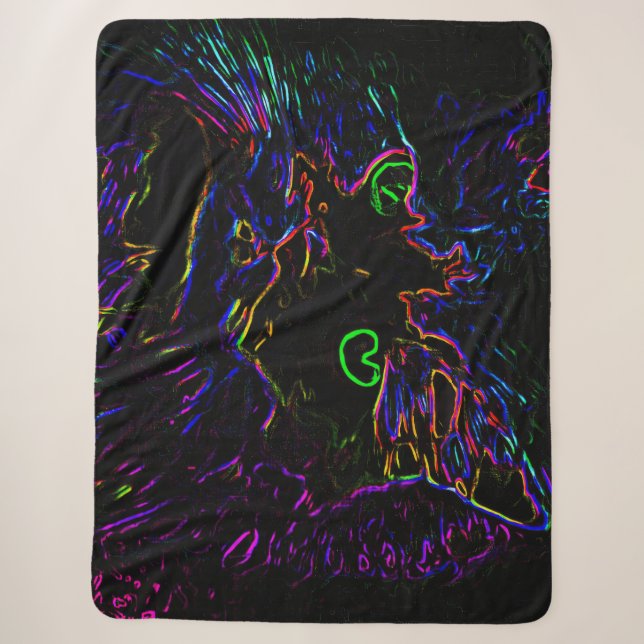Couverture Sherpa Chat Neon Glow (Devant)