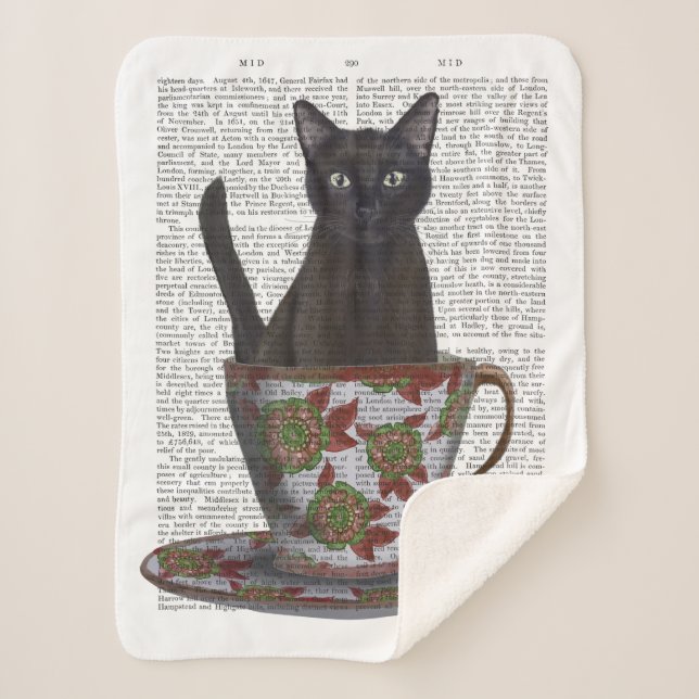 Couverture Sherpa Chat noir en Teacup (Devant)