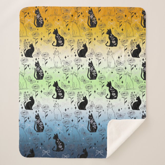 Couverture Sherpa Chat noir mystique et ensorcelant - Fierté AroAce  (Devant)