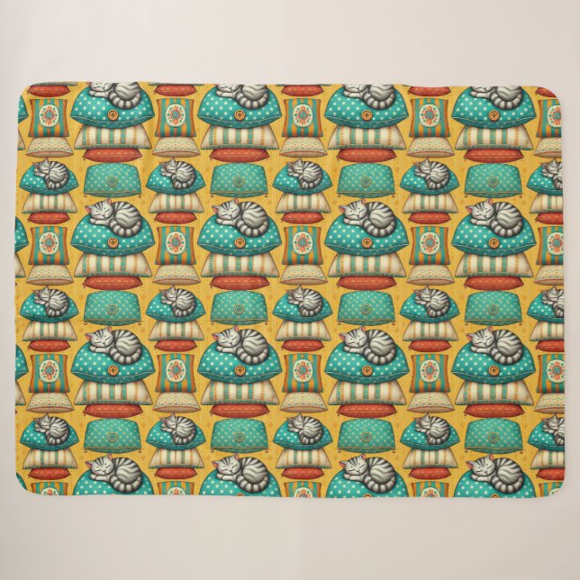 Couverture Sherpa Chat tabby mignon au repos (Devant (Horizontal))