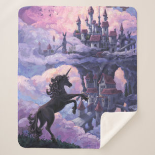 Couverture Sherpa Château de Unicorn peint art