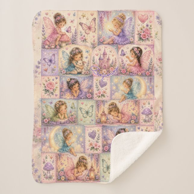 Couverture Sherpa Château en patchwork de fées pour les rêveurs cosy (Devant)