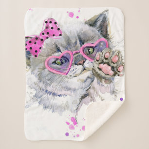 Couverture Sherpa Chaton mignon d'aquarelle