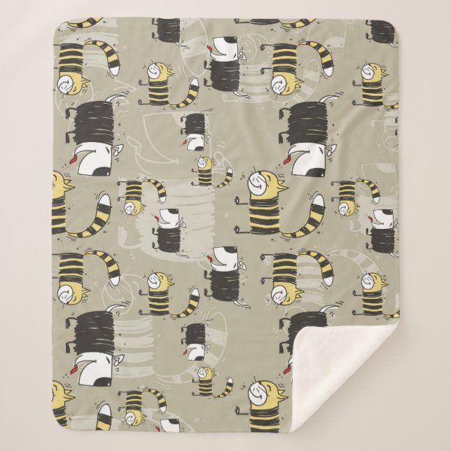 Couverture Sherpa Chats & Chiens : Drôle Texture sans Seamless (Devant)