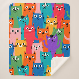 Couverture Sherpa Chats colorés motif