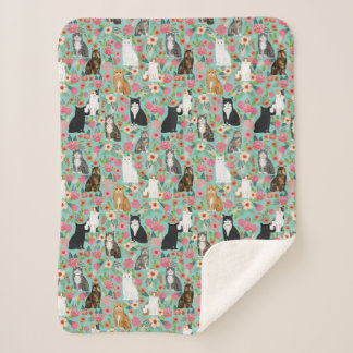 Couverture Sherpa Chats Fils vintages menthe