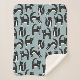 Couverture Sherpa Chats Tuxedo noirs et blancs